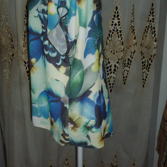 Alfani Flowery  Sheer Kimono style short sleeve dressy top sz 4 - Picture 3 of 6